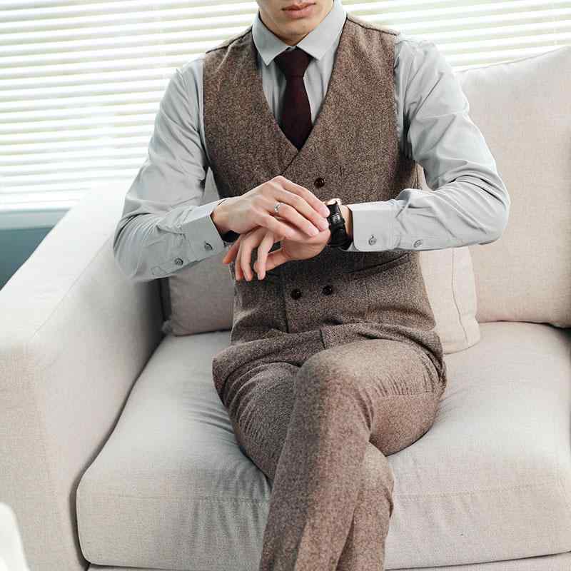 ドレス メンズ カジュアル ダブルブレスト スーツ ベスト スリム 英国 レトロ ベスト 新郎 付添人 グループ