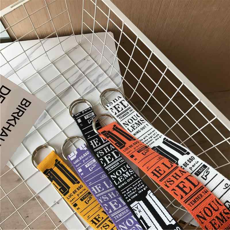 レディース ベルト おしゃれ ウエストバンド ダブル リング バックル キャンバス ベルト 韓国 シック ..