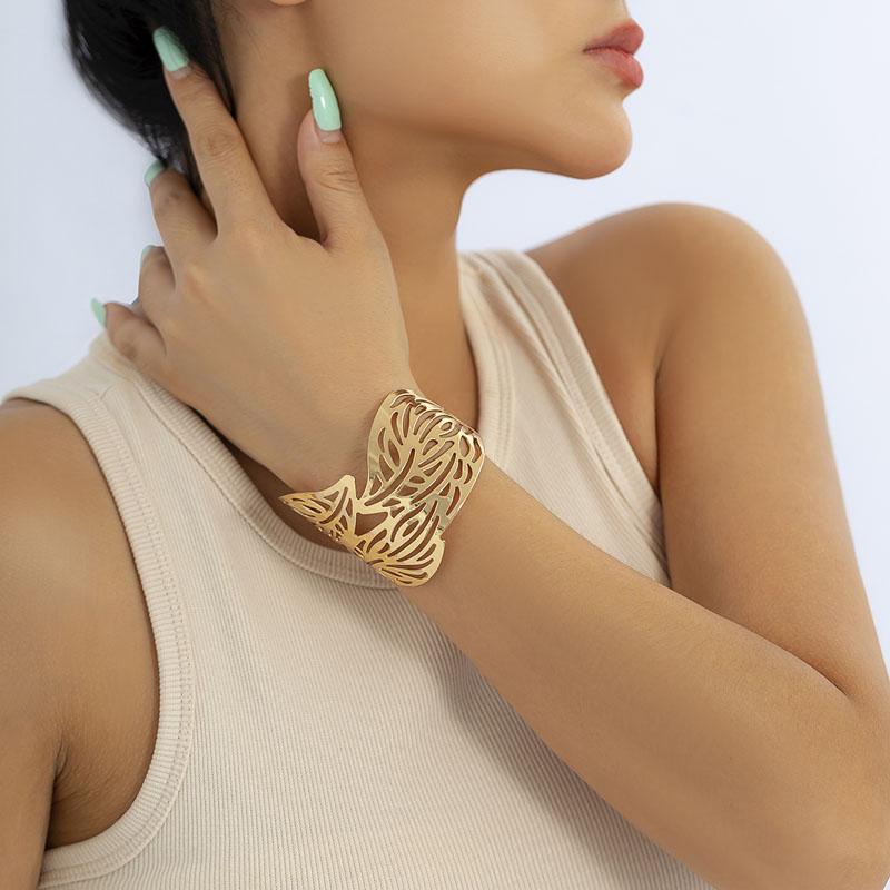 アクセサリー レディース ブレスレット ステッチ リーフ ブレスレット フェミニン 誇張 オープニングス..