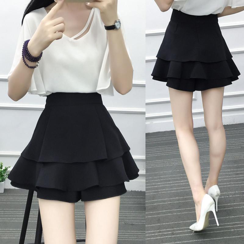 スカート レディース キュロット ケーキ 露出 防止 快適 フリルふわふわ プリーツ ショート