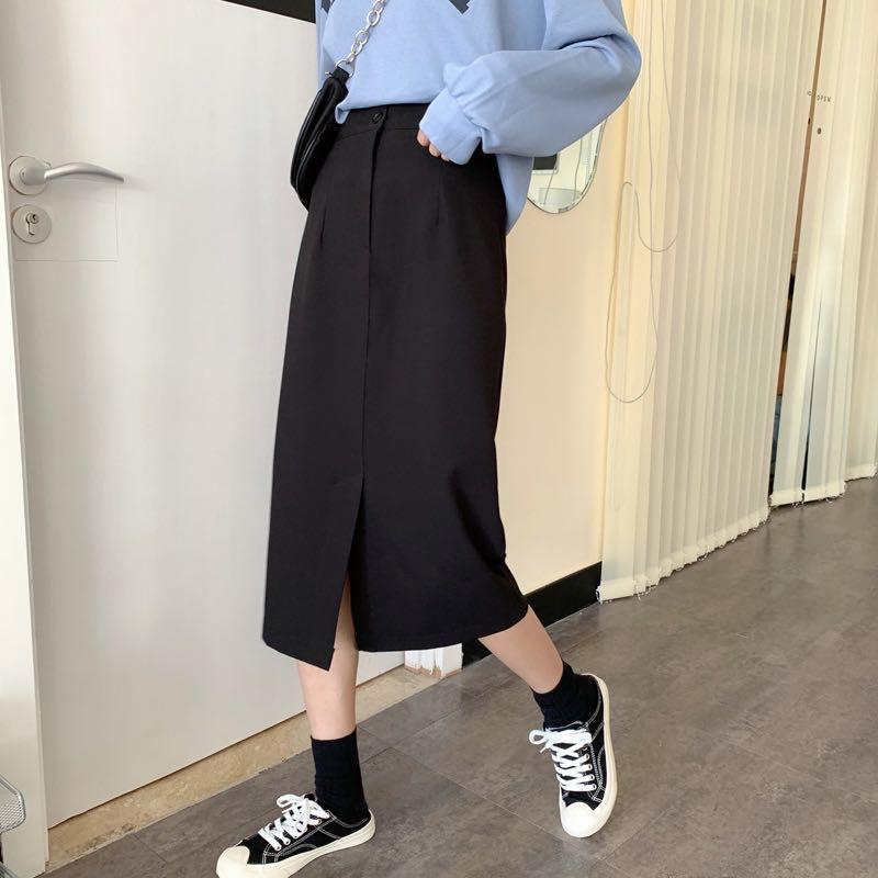スカート レディース 春 夏 大きいサイズ 控えめ スリット ミドル丈 aライン ウエスト ゴム 太 ミリ カバー 股 痩せ ヒップ
