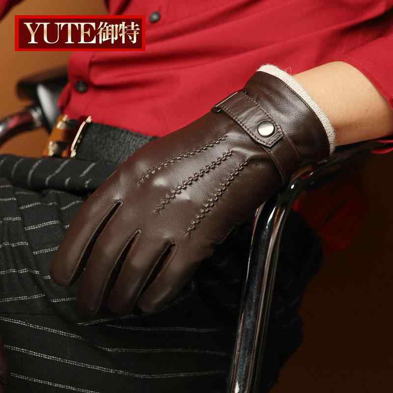 メンズ 冬 ウール グローブ シープスキン 手袋 裏地 裏起毛 厚く 暖かい ビジネス コーヒー カラー タ..