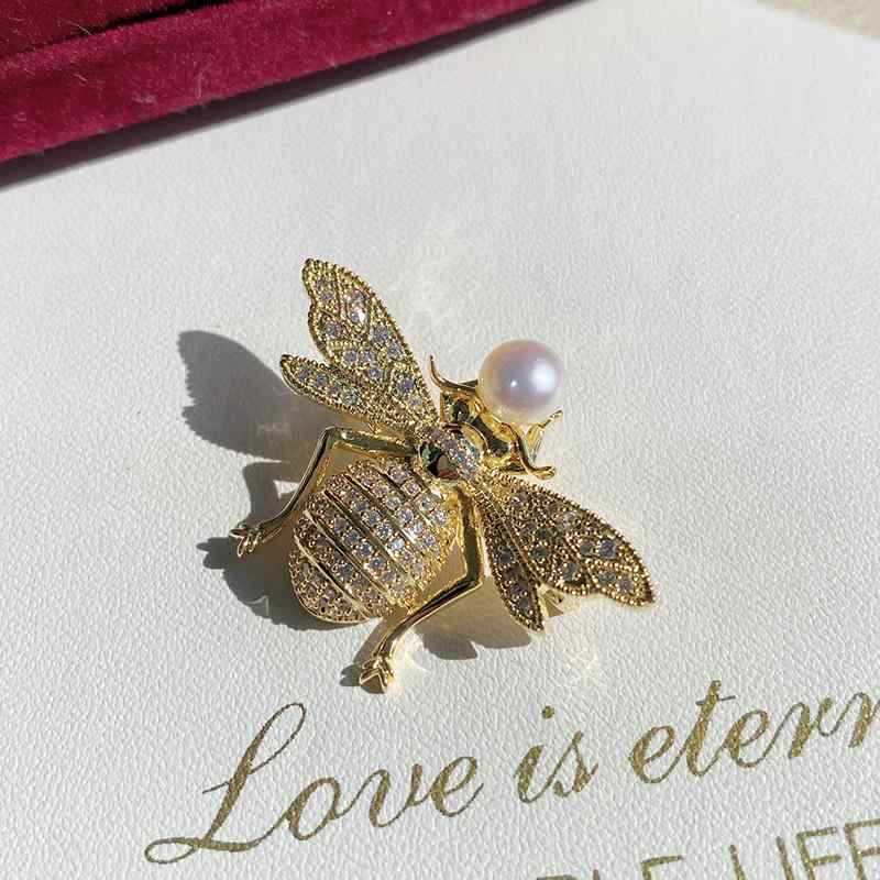 Brooches - アクセサリー レディース DIY ※パールなし 空ホルダー 半完成品 おしゃれ かわいい 蜂 昆虫 ブローチ ピン パール 蜜蝋 翡翠 コサージュ ホルダー