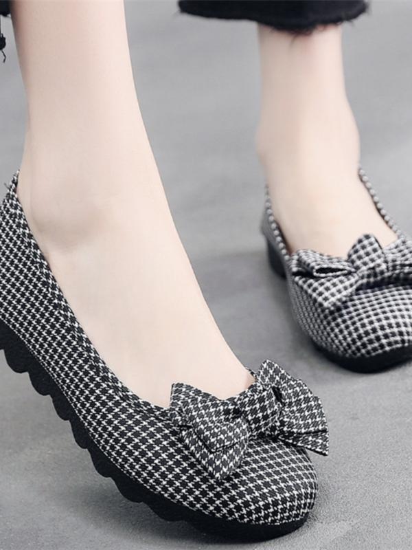 レディース 秋 春 夏 シューズ 古風 布靴 シングル シューズ フラット マザーズ シューズ ワン ステップ ポリウレタン ソール 滑り止め ローカット(4.0)