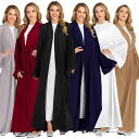 レディース エスニック ファッション 民族衣装 アラビア サウジ 無地 白 カーディガン ドバイ 服 ドバイ オープン アバヤ