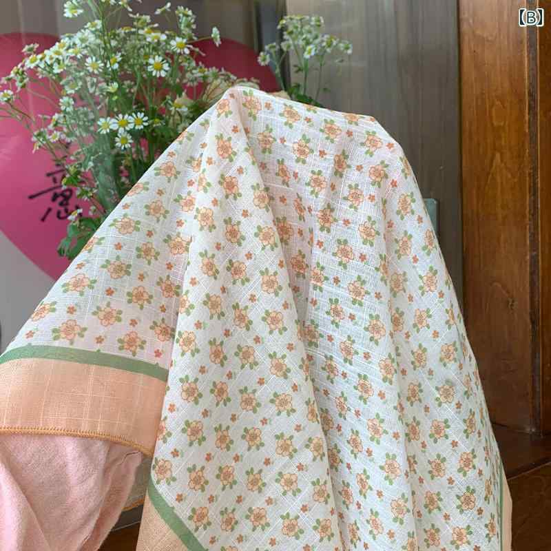 レディース 夏 綿 リネン 正方形 スカーフ ハイエンド フレッシュ 通気性 文学的 芸術的 装飾的 スカーフ 快適 花柄 スカーフ ヘッド バンド