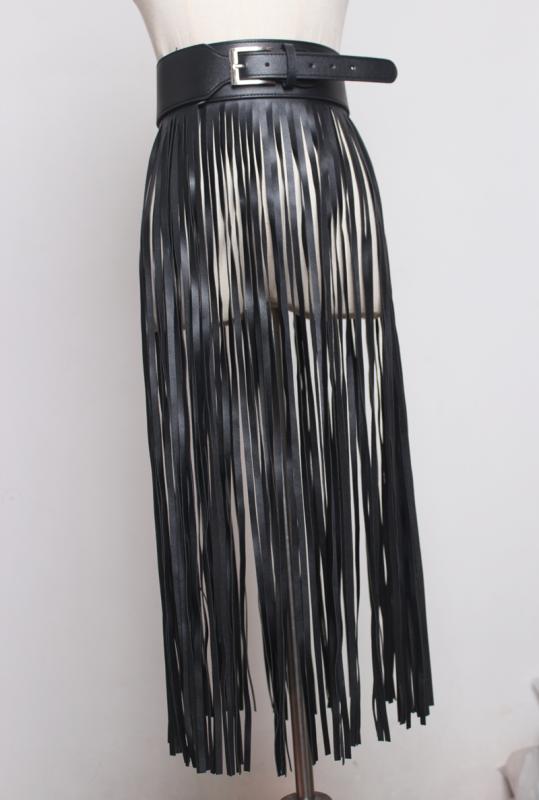 パンツ レディース ベルト 個性 レザー 装飾 長 タッセル ワイド ベルト ブラック ベルト ガードル