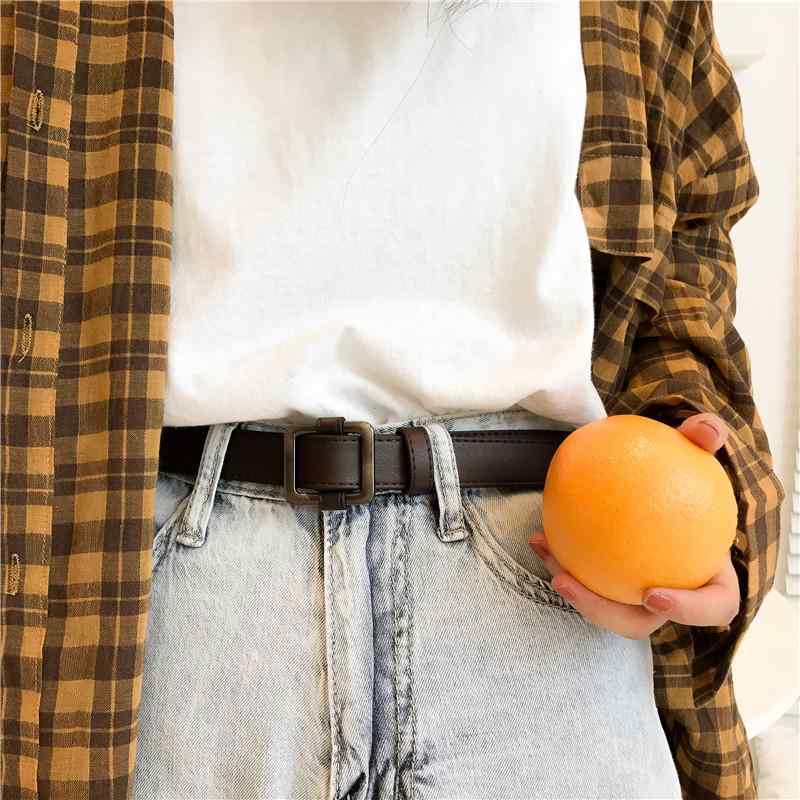 レディース ベルト おしゃれ ウエストバンド ノンホール ベルト 女性 サイド バックル ブラック シック 韓国 薄い レトロ ベルト 学生 薄い ズボン ベルト シンプル