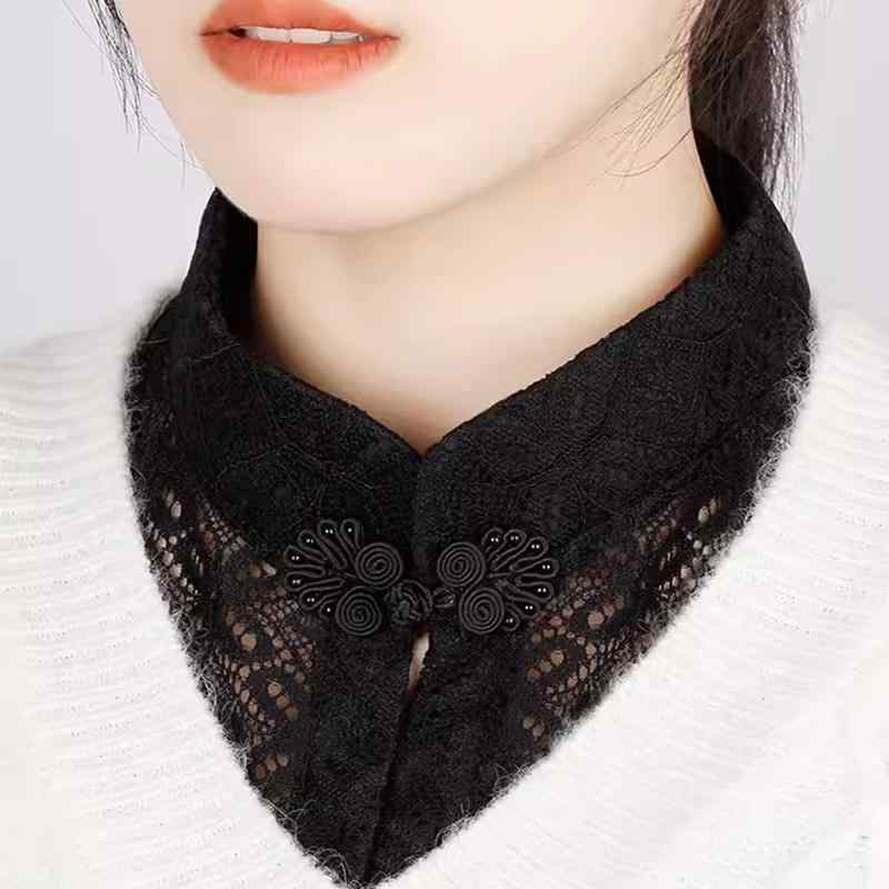 シャツ レディース 秋 冬 フェイク カラー つけ襟 中華風 レース チャイナ ディスク バックル 多機能 ハイエンド インナー ベース 襟
