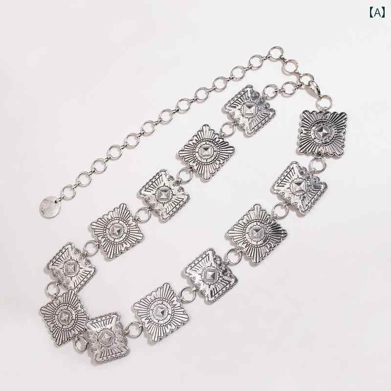 樂天商城 - チェーン アクセサリー エレガント レディース シルバー フック シングルループ ファッション 上品 ドレス ズボン 幾何学模様 ウエストチェーン