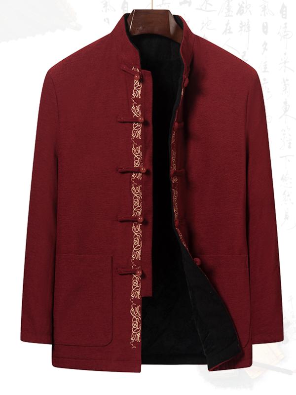 メンズ 秋 唐 スーツ 中国 チュニック スーツ 高齢者 父 祖父 高齢者 誕生日 服 中華風 ファッション 紳士服