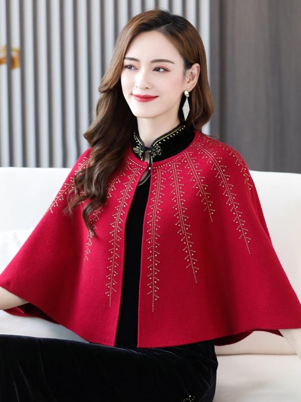ドレス レディース 秋 春 ケープ ショール 兼用 ファッション 高貴 小さい チョッキ 習 母 チャイナ アウターウェア