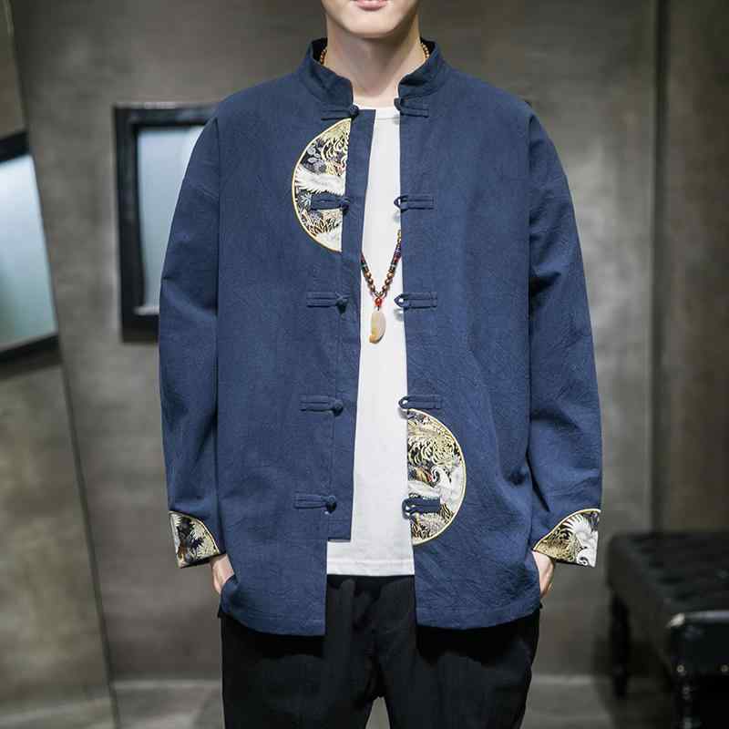 ジャケット メンズ 秋 春 中華風 綿 リネン 紳士服 漢服 レトロ 道教 ローブ レトロ 衣装 秀和 服 中国 唐 スーツ