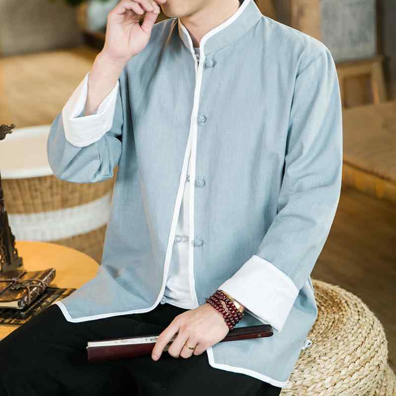 ジャケット メンズ 秋 春 カンフー着 太極拳 唐服 漢服 大きいサイズ 中華風 紳士服 綿麻 リネン バックル 瞑想 スーツ 修行僧 スーツ