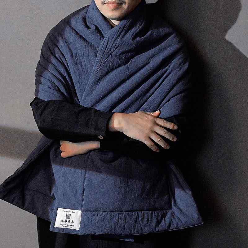 コート メンズ コットン 秋 冬 リネン リネン 厚手 暖かい スカーフ ケープ ネック スカーフ モンク スーツ 瞑想