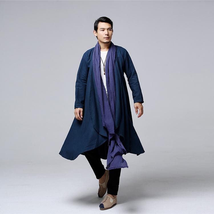 コート メンズ 秋 春 中華風 紳士服 リネン 拡張 不規則 ゆるい 個性 レトロ ウインドブレーカー