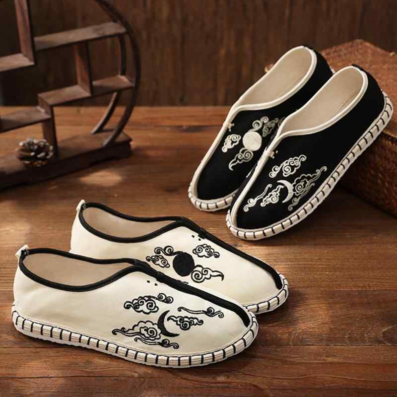 メンズ 秋 春 カジュアル シューズ 中華風 刺繍 エスニック 布靴 漢服 靴 麻靴 アンティーク 靴