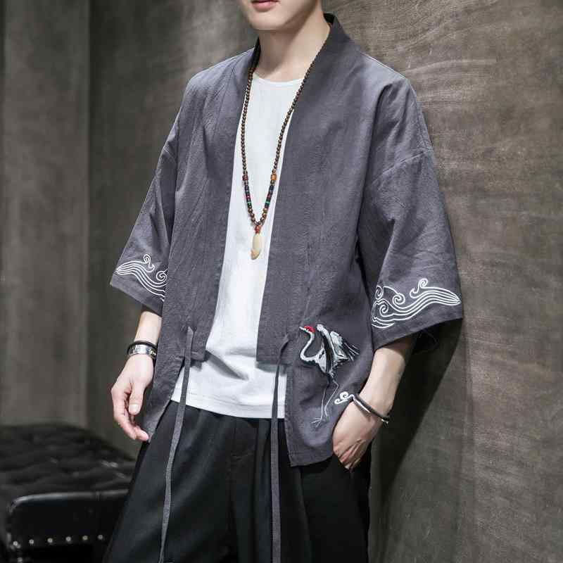 ジャケット メンズ 中国 唐 スーツ 刺繍 漢服 中華風 ファッション マント 着物 エスニック リネン ガウン