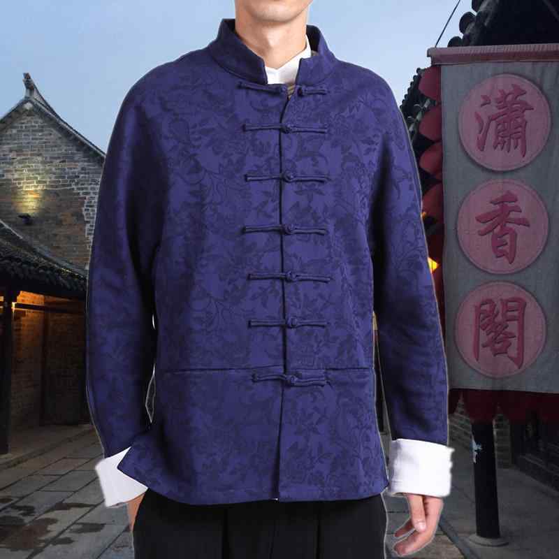 ジャケット メンズ 秋 冬 カジュアル 中華風 ジャカード 綿麻 服 中国 バックル 唐 スーツ チュニック トップス