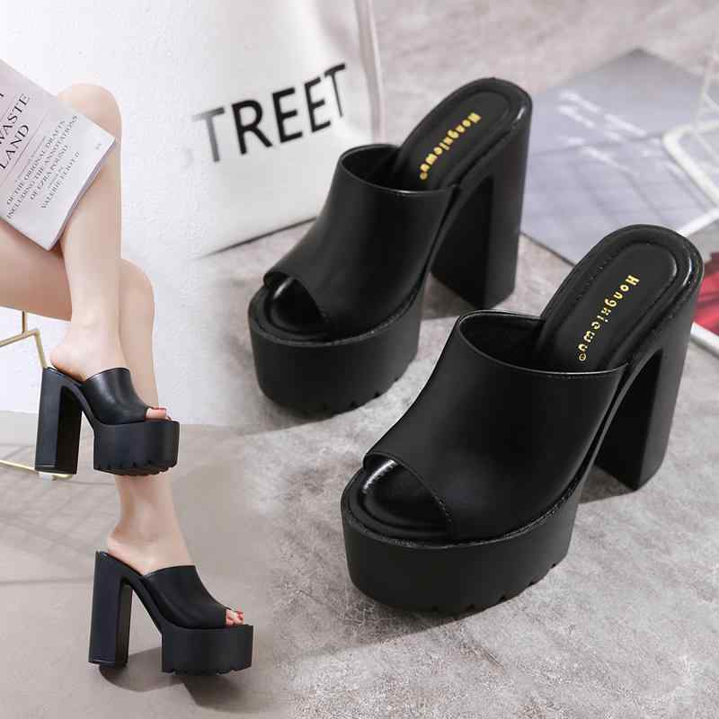 レディース 春 夏 厚底サンダル 厚手 スーパー ハイヒール 14センチメートル ナイトクラブ 魅惑的 防水..