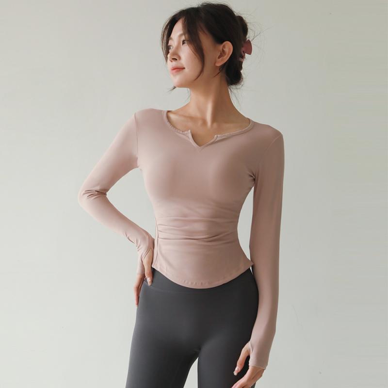 レディース 秋 長袖 プロ ヨガ ウェア 速乾 ピラティス フィットネス トップス タイトフィット スリム ランニング スポーツ