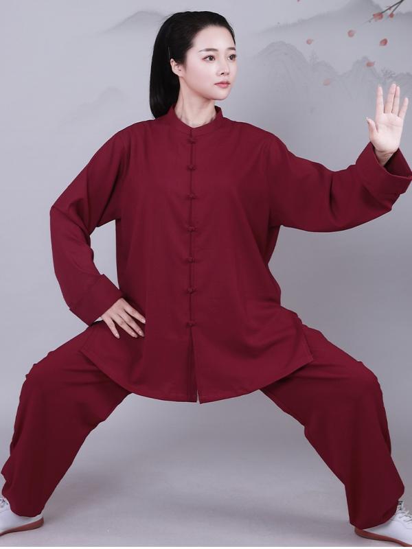 秋 春 夏 長袖 太極拳 服 カンフー着 弾性 綿麻 薄手 運動 服 太極拳 朝 体操 武術 武道着 トレーニング ウェア マーサージ師 制服 運動 グループ パフォーマンス 服