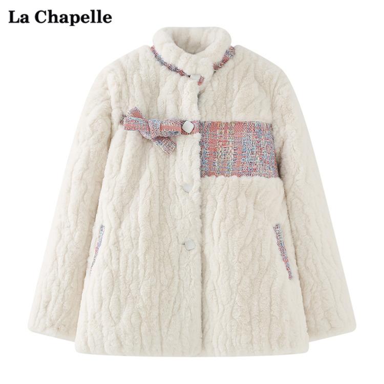 ジャケット レディース 冬 ファッション スタンドカラー イミテーション ラビット ファー キルティング 韓国 厚手 トップス(4)