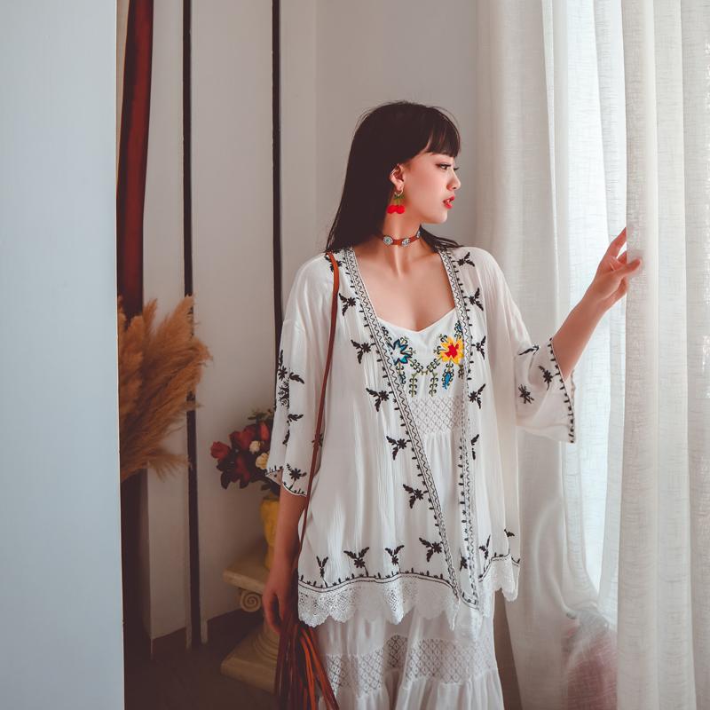 コート レディース 夏 レーヨン 刺繍 レース 着物 カーディガン 快適 ショール ショート トップス 旅行 ビーチ 日焼け防止