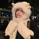 ワンピース レディース かわいい 枝角 毛皮 覆われた 暖かい 耳保護 3 点 セット 二重層 厚手 スカーフ 手袋 帽子 防寒性 保護