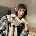 レディース 秋 冬 ウール マフラー おしゃれ 防寒 チェック柄 スカーフ 韓国 厚手 暖かい スカーフ
