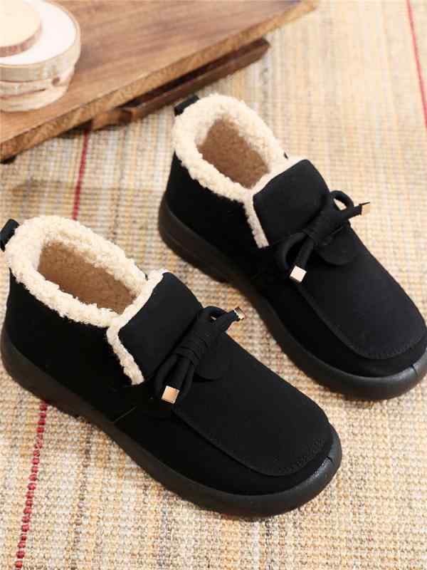 レディース 冬 カジュアル 古風 布靴 綿靴 ベルベット 保温性 フラット ビーニー シューズ 滑りくい ママ シューズ 靴