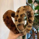 アクセサリー レディース 冬 韓国 ヒョウ柄 ヘッド バンド ヘアピン ウサギ 毛皮 つば広 ヘッド バンド ヘア