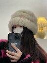 レディース 秋 冬 ニット 帽 帽子 バー レイ ヤード ラビットファー トゥ キャップ 帽 シンプル 和風 快適 ぬいぐるみ