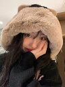 レディース 冬 帽子 ハット ロシア 韓国 かわいい 耳 暖かい 毛皮 ボール ストラップ ビッグ ヘッド