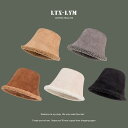 レディース 秋 冬 ウール 帽子 ハット ラム 厚手 暖かい フィッシャーマン 韓国 スエード 無地 フェイスカバー バケット ハット