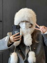 レディース 冬 暖かい キツネ 毛皮 帽子 モンゴル 帽子 耳保護 プリンセス スカーフ 帽子 ぬいぐるみ 毛皮 屋外