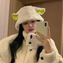レディース 秋冬 カジュアル ウール 帽子 ハット 子羊 フィッシャーマン かわいい 暖かい 耳