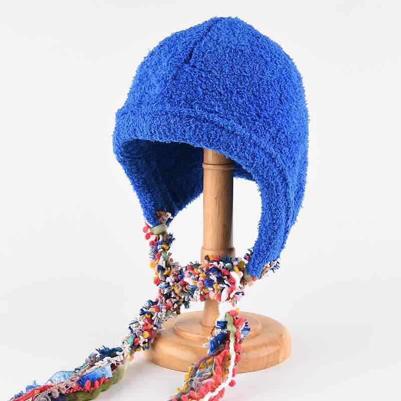 レディース 秋 冬 ニット ウール ロシア 帽子 エスニック カラフル タッセル 帽子 暖かい 包頭 帽子 大..
