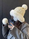 レディース 冬 ニット ウール 帽 帽子 大きい 毛皮 つば 耳保護 ストラップ 帽 厚手 ベルベット 防寒性 暖かい