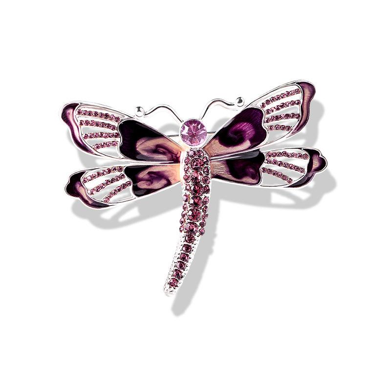 コート レディース ブローチ 大人 かわいい 襟ピン 胸飾り トンボ ハイエンド 塗装 エナメル グリーン パープル トンボ スーツ コサージュ