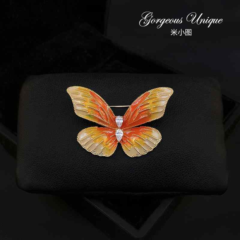 コート レディース ブローチ 美しい スーツ 装飾 グラデーション 紫 エナメル 蝶 ハイエンド 精巧 コサ..