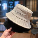 レディース 秋 冬 カジュアル 帽子 韓国 文字 コーデュロイ 釣り 帽子 レトロ バケット ハット オール シーズン 着用 可能