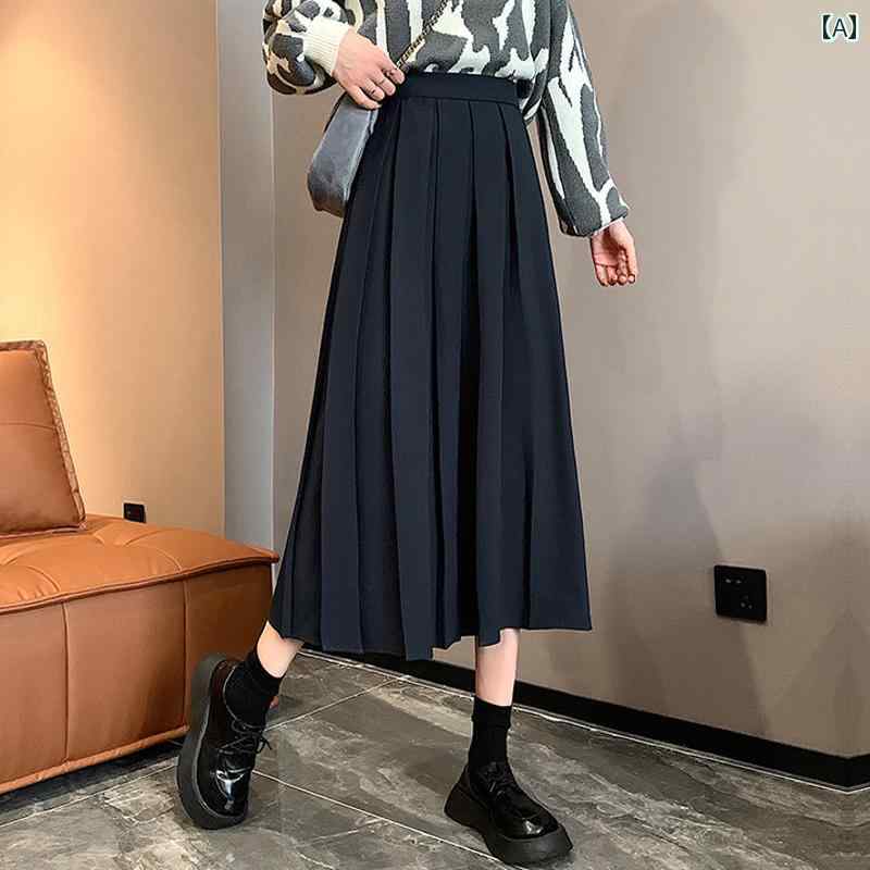 セキュアデポのスカート レディース 秋 春 カジュアル 黒 プリーツ ミドル丈 スーツ カバー スパン 大きい 裾 a ライン｜アングル2