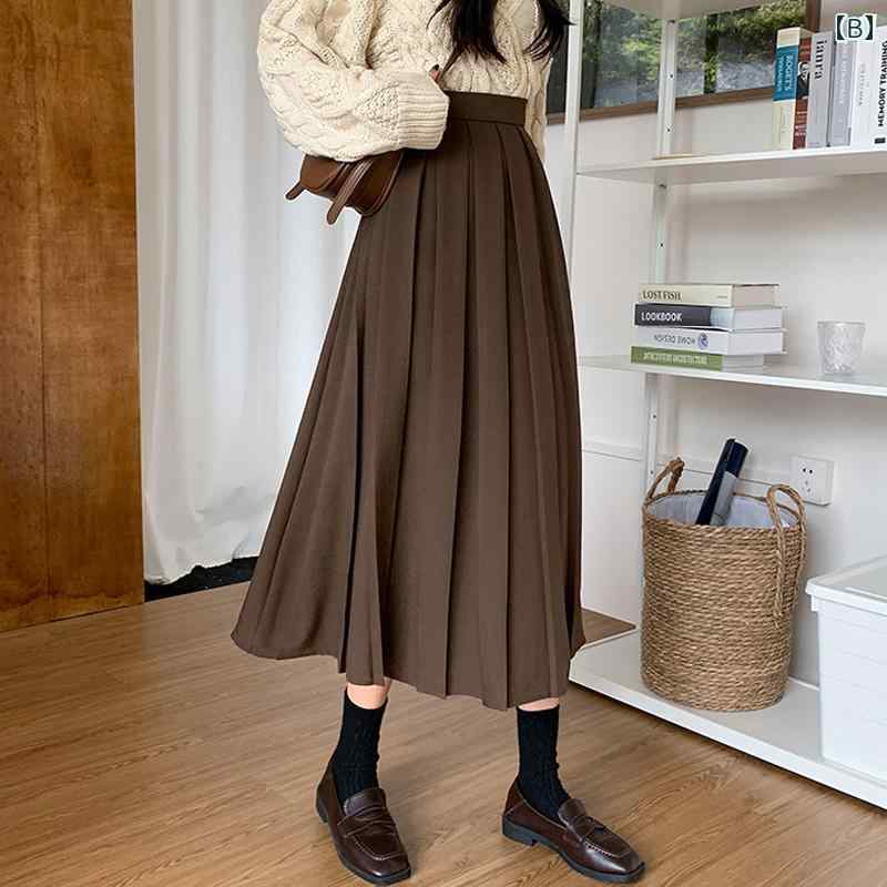 セキュアデポのスカート レディース 秋 春 カジュアル 黒 プリーツ ミドル丈 スーツ カバー スパン 大きい 裾 a ライン｜アングル3