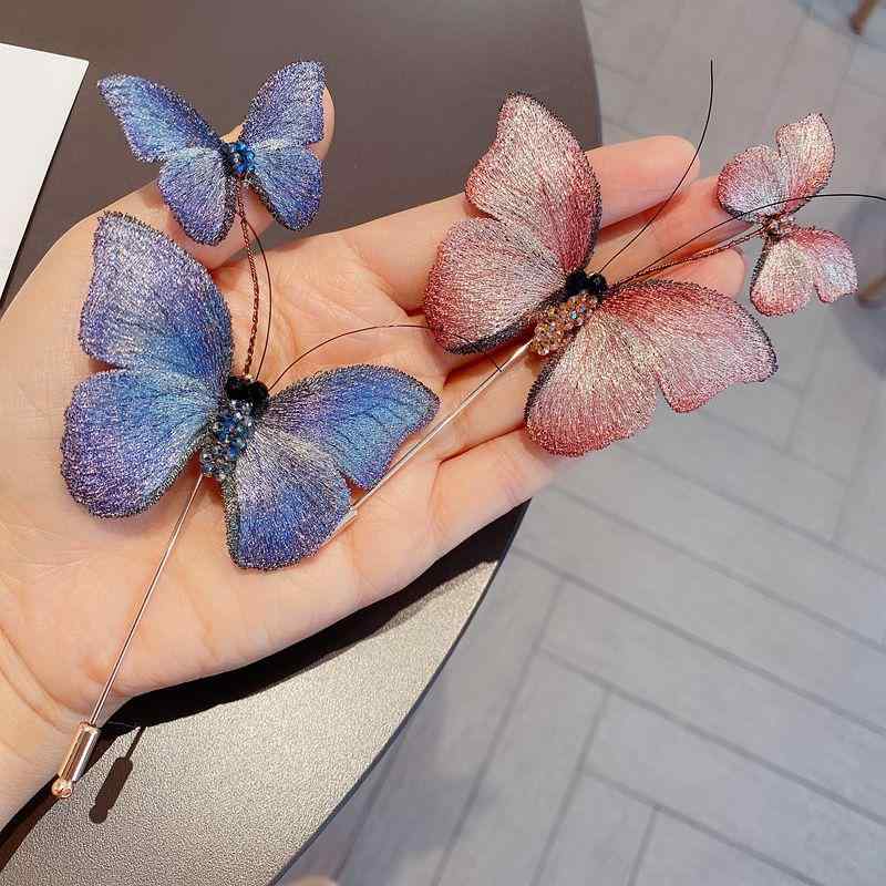 コート レディース ブローチ おしゃれ 入学式 韓国 レトロ 蝶 ビーズ ロング エレガント コサージュ