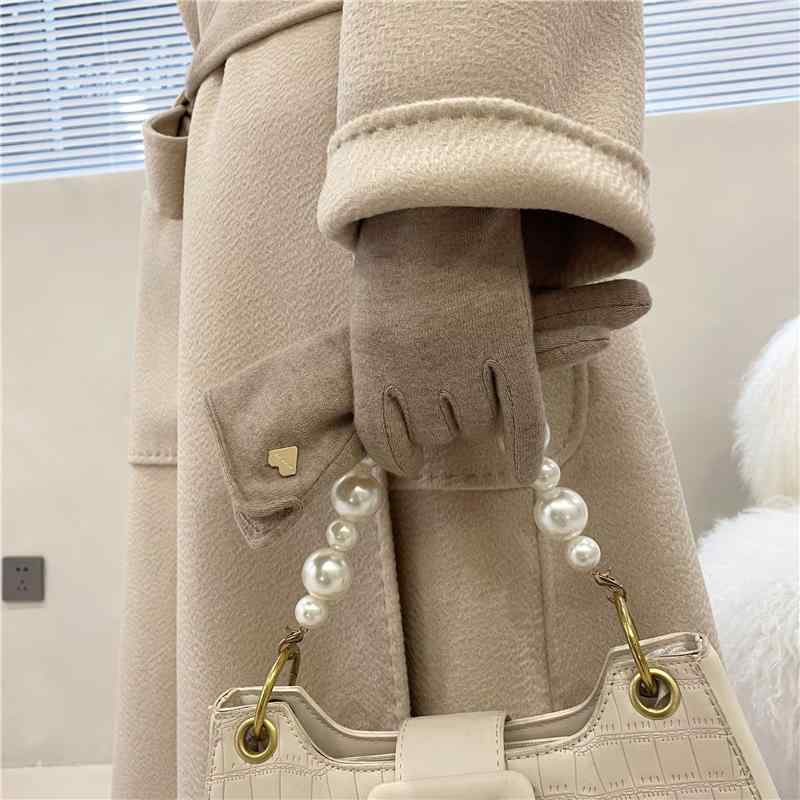 レディース 冬 用 サイクリング グローブ ベルベット 厚み 持たせた 暖か ぬいぐるみ 寒さ 運転 凍結 ..