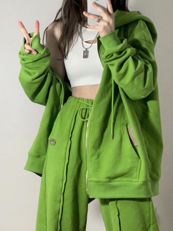 シャツ レディース 秋 カジュアル アメリカン ストリート スポーツ スーツ 新入生 スリム ファッション フード付き スウェット 2点 セット