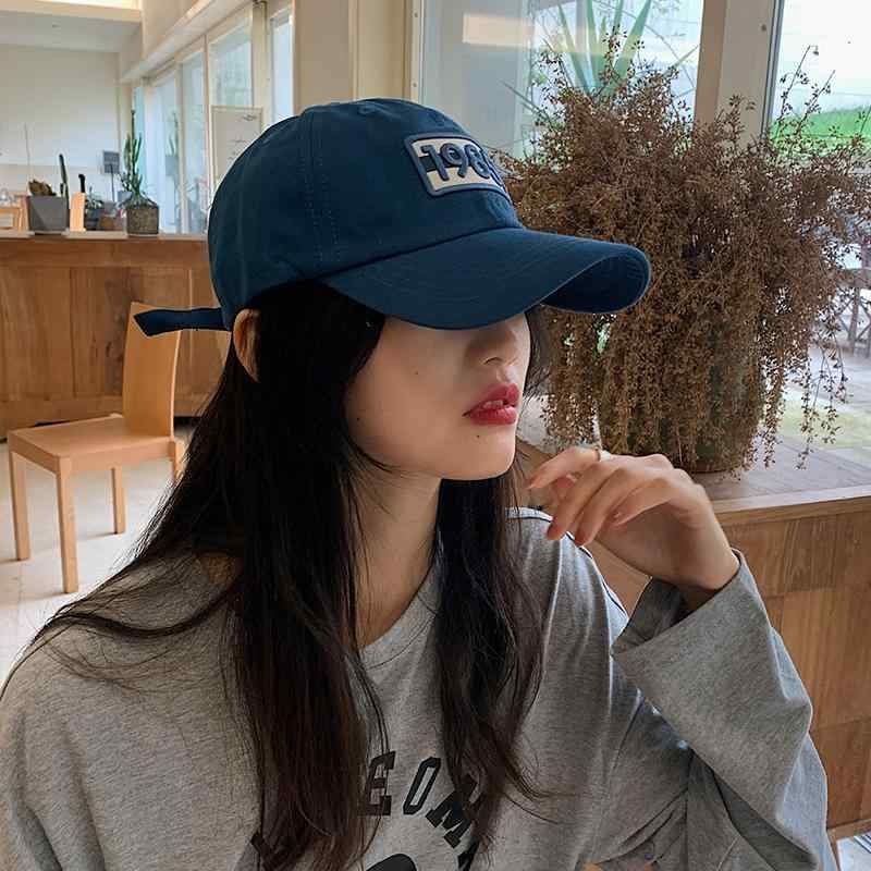 レディース 秋 春 ベースボール キャップ 1985年 キャップ た 韓国 男性用 ネイビーブルー 野球帽 クー..