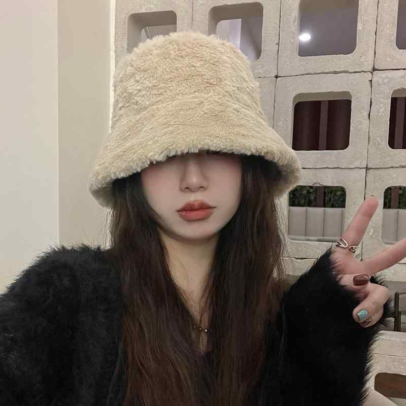 レディース 冬 カジュアル 帽子 両面 着用 可能 フィッシャーマン ハット 韓国 暖かい ぬいぐるみ 顔 ..