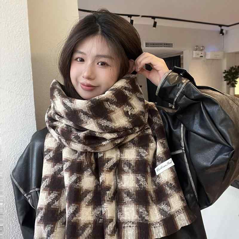 レディース 秋 冬 マフラー あったかい カップル ハイエンド チェック柄 スカーフ ショール 学生 レト..